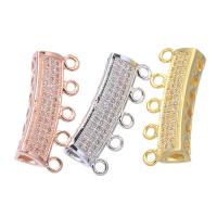 Cubic Zirconia Micro Pave Brass Connector, plated, micro pave cubic zirconia, more colors for choice, nickel, lead & cadmium free, 10x24mm, Hole:Approx 1mm, 5PCs/Lot, Sold By Lot