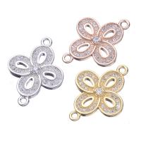 Cubic Zirconia Micro Pave Brass Connector, Flower, plated, micro pave cubic zirconia & 1/1 loop, more colors for choice, nickel, lead & cadmium free, 17x23mm, Hole:Approx 1mm, 5PCs/Lot, Sold By Lot