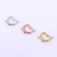 Cubic Zirconia Micro Pave Brass Connector, Heart, plated, micro pave cubic zirconia & 1/1 loop & hollow, more colors for choice, nickel, lead & cadmium free, 15x20mm, Hole:Approx 1mm, 5PCs/Lot, Sold By Lot