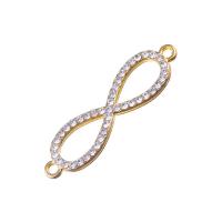 Infinity Zinc Alloy Connector plated with rhinestone & 1/1 loop & hollow nickel lead & cadmium free Approx 1mm Sold By Bag