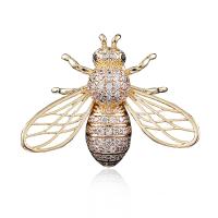 Brass Brooch Bee plated Unisex & micro pave cubic zirconia Sold By PC
