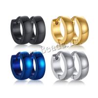 Stainless Steel Huggie Hoop Earring, plated, fashion jewelry & for man, more colors for choice, 12.50x4mm, Sold By Pair