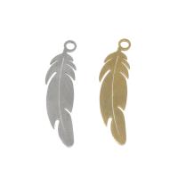 Stainless Steel Pendants, Feather, plated, more colors for choice, 26x7x1mm, Hole:Approx 1mm, 10PCs/Bag, Sold By Bag