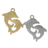 Stainless Steel Animal Pendants, Dolphin, plated, more colors for choice, 18x10x1mm, Hole:Approx 1mm, 10PCs/Bag, Sold By Bag
