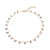Zinc Alloy Jewelry Necklace with Resin with 3cm extender chain gold color plated bar chain & for woman mixed colors nickel lead & cadmium free Length Approx 14.9 Inch Sold By Lot