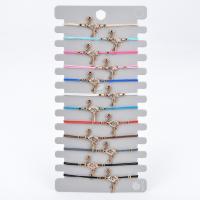 Friendship Bracelet, Tibetan Style, with Waxed Cotton Cord, plated, Unisex & with rhinestone, more colors for choice, nickel, lead & cadmium free, Length:Approx 7 Inch, 12Strands/Set, Sold By Set