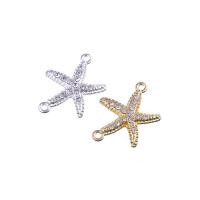 Tibetan Style Connector, Starfish, plated, with rhinestone & 1/1 loop, more colors for choice, nickel, lead & cadmium free, 23.5x31.5mm, Hole:Approx 1mm, 100PCs/Bag, Sold By Bag