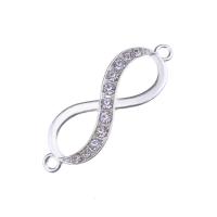 Zinc Alloy Connector Infinity plated with rhinestone & 1/1 loop nickel lead & cadmium free Approx 1mm Sold By Bag