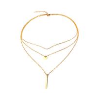 Edelstahl Schmuck Halskette, plattiert, drei Schichten & Modeschmuck & für Frau, goldfarben, 3x35mm, verkauft per ca. 16.14 ZollInch Strang