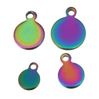 Stainless Steel Pendants, Flat Round, fashion jewelry & different size for choice, multi-colored, Hole:Approx 1.5mm, 100PCs/Lot, Sold By Lot