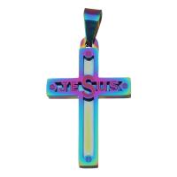 Stainless Steel Cross Pendants, Crucifix Cross, fashion jewelry, multi-colored, 19x31x2mm, Hole:Approx 4x6.5mm, 10PCs/Lot, Sold By Lot