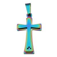 Stainless Steel Cross Pendants, fashion jewelry, multi-colored, 16x28x3mm, Hole:Approx 4x6.5mm, 10PCs/Lot, Sold By Lot