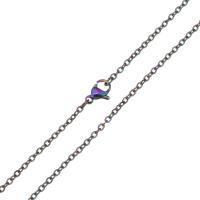 Halskette, Edelstahl, unisex & Oval-Kette, farbenfroh, 2.50x2x0.50mm, Länge ca. 23 ZollInch, 15SträngeStrang/Menge, verkauft von Menge
