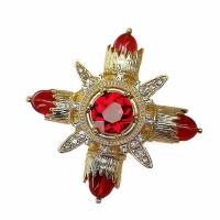 Zinc Alloy Brooch with Glass & Resin Cross gold color plated for woman & faceted & with rhinestone nickel lead & cadmium free 57u00d757mm Sold By PC