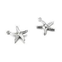 Stainless Steel Pendants, Starfish, different size for choice, original color, Hole:Approx 1mm, 50PCs/Bag, Sold By Bag