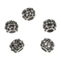 Cubic Zirconia Micro Pave Brass European Beads, Drum, platinum color plated, micro pave cubic zirconia & without troll, lead & cadmium free, 9.5x10mm, Hole:Approx 4mm, Sold By PC