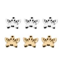Stainless Steel Animal Pendants, Butterfly, plated, hollow, more colors for choice, 10x10mm, Hole:Approx 1.2mm, 50PCs/Bag, Sold By Bag