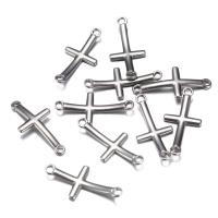 Stainless Steel Connector, Cross, 1/1 loop, original color, 14x30mm, Hole:Approx 1mm, 50PCs/Bag, Sold By Bag