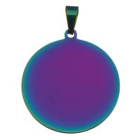 Stainless Steel Pendants, Flat Round, fashion jewelry, multi-colored, 30x33x1mm, Hole:Approx 3.5x7mm, 10PCs/Lot, Sold By Lot