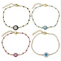 Stainless Steel Bracelet, with Resin, with 1Inch extender chain, gold color plated, evil eye pattern & different size for choice & oval chain & for woman, more colors for choice, Length:Approx 6.5 Inch, 10Strands/Lot, Sold By Lot