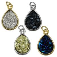 Brass Jewelry Pendants, with Resin, Teardrop, plated, fashion jewelry, more colors for choice, nickel, lead & cadmium free, 11.50x18x5mm, Hole:Approx 3mm, 10PCs/Lot, Sold By Lot