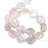 Button Kulturan Slatkovodni Pearl perle, Dugme, prirodan, bijel, 19-20mm, Rupa:Približno 0.8mm, Prodano Per Približno 15 inčni Strand