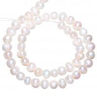 Cultured Potato Freshwater Pearl Beads, natural, with troll, white, 8-9mm, Hole:Approx 0.8mm, Sold Per Approx 15 Inch Strand