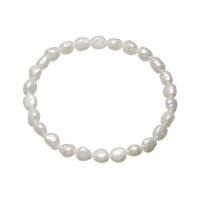 Bracelet en perles de culture d'eau douce, perle d'eau douce cultivée, pomme de terre, naturel, pour femme, blanc, 5-6mm, Vendu par Environ 7.5 pouce brin