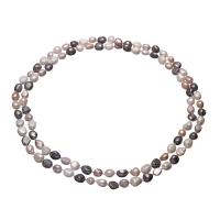 Пресноводные перлы ожерелье цепи свитера, Пресноводные жемчуги, Форма картофеля, Женский, разноцветный, 10-11mm, Продан через Приблизительно 48 дюймовый Strand