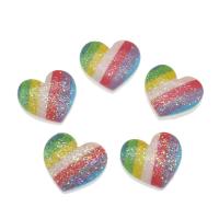 Fashion Resin Cabochons, Heart, multi-colored, 16x17x4mm, 500PCs/Bag, Sold By Bag