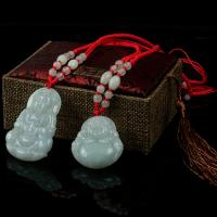 jade collier de chandail, avec Ciré de coton, gravé, bijoux bouddhiste & unisexe & styles différents pour le choix, Vendu par Environ 27.6 pouce brin