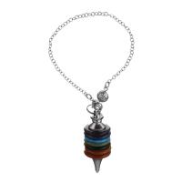 Brass Pendulum with Gemstone silver color plated Unisex & oval chain nickel lead & cadmium free 2.5mm Sold Per Approx 7 Inch Strand