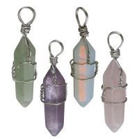 Gemstone Pendants Jewelry, Brass, with Gemstone, silver color plated, fashion jewelry & different materials for choice, nickel, lead & cadmium free, 9.50x40x11mm, Hole:Approx 4.5mm, Sold By PC