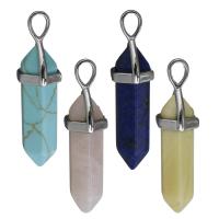 Gemstone Pendants Jewelry, Brass, with Gemstone, silver color plated, fashion jewelry & different materials for choice, nickel, lead & cadmium free, 10x39x12mm, Hole:Approx 3x5mm, Sold By PC