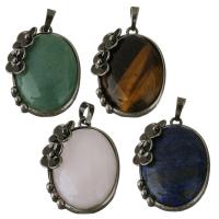 Gemstone Pendants Jewelry, Brass, with Gemstone, antique brass color plated, fashion jewelry & different materials for choice, nickel, lead & cadmium free, 26.50x36x10mm, Hole:Approx 5x6mm, Sold By PC