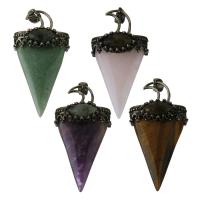 Gemstone Pendants Jewelry, Brass, with Gemstone, antique brass color plated, fashion jewelry & different materials for choice, nickel, lead & cadmium free, 28.50x57x17.50mm, Hole:Approx 5x6mm, Sold By PC
