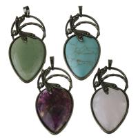 Gemstone Pendants Jewelry Brass with Gemstone antique brass color plated fashion jewelry nickel lead & cadmium free Approx Sold By PC