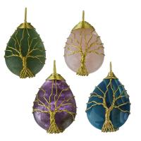 Gemstone Pendants Jewelry, Brass, with Gemstone, gold color plated, fashion jewelry & different materials for choice, nickel, lead & cadmium free, 26x47x12mm, Hole:Approx 6.5x10mm, Sold By PC