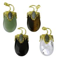 Gemstone Pendants Jewelry, Brass, with Gemstone, gold color plated, fashion jewelry & different materials for choice, nickel, lead & cadmium free, 21x45.50x16mm, Hole:Approx 5x6.5mm, Sold By PC