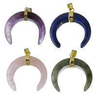Gemstone Pendants Jewelry, Brass, with Gemstone, gold color plated, fashion jewelry & different materials for choice, nickel, lead & cadmium free, 33.50x35.50x10.50mm, Hole:Approx 4.5x7mm, Sold By PC