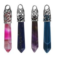 Gemstone Pendants Jewelry, Brass, with Gemstone, silver color plated, fashion jewelry & different materials for choice, nickel, lead & cadmium free, 10.50x61x9.50mm, Hole:Approx 4.5mm, Sold By PC
