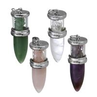 Gemstone Pendants Jewelry Brass with Gemstone silver color plated fashion jewelry nickel lead & cadmium free Approx 6.5mm Sold By PC