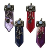 Gemstone Pendants Jewelry, Brass, with Gemstone, silver color plated, fashion jewelry & different materials for choice, nickel, lead & cadmium free, 20x59x13.50mm, Hole:Approx 5x6.5mm, Sold By PC