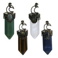 Gemstone Pendants Jewelry, Brass, with Gemstone, antique brass color plated, fashion jewelry & different materials for choice, nickel, lead & cadmium free, 20.50x60x24mm, Hole:Approx 5.5mm, Sold By PC