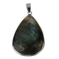 Brass Pendant with Labradorite silver color plated fashion jewelry nickel lead & cadmium free Approx Sold By PC