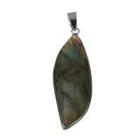 Brass Pendant, with Labradorite, silver color plated, fashion jewelry, nickel, lead & cadmium free, 16x49.50x8.50mm, Hole:Approx 4.5x6.5mm, Sold By PC