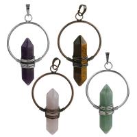 Gemstone Pendants Jewelry, Brass, with Gemstone, plated, fashion jewelry & different styles for choice, nickel, lead & cadmium free, 34x59x12mm, Hole:Approx 5x7.5mm, Sold By PC
