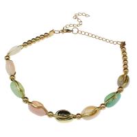 Zinc Alloy Jewelry Necklace with Shell with 6.5cm extender chain gold color plated twist oval chain & for woman multi-colored nickel lead & cadmium free Sold Per Approx 12.60 Inch Strand