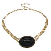 Zinc Alloy smykker halskæde, med Resin, med 6.5cm extender kæde, guldfarve belagt, twist oval kæde & for kvinde, nikkel, bly & cadmium fri, 39x30x9mm, Solgt Per Ca. 12.60 inch Strand