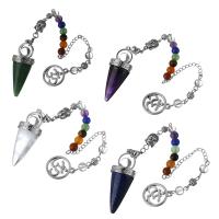 Brass Pendulum with Gemstone silver color plated nickel lead & cadmium free 6.5mm Sold Per Approx 22.5 Inch Strand